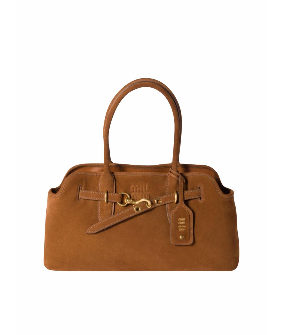 MIU MIU Коричневая замшевая сумка тоут, фото 1