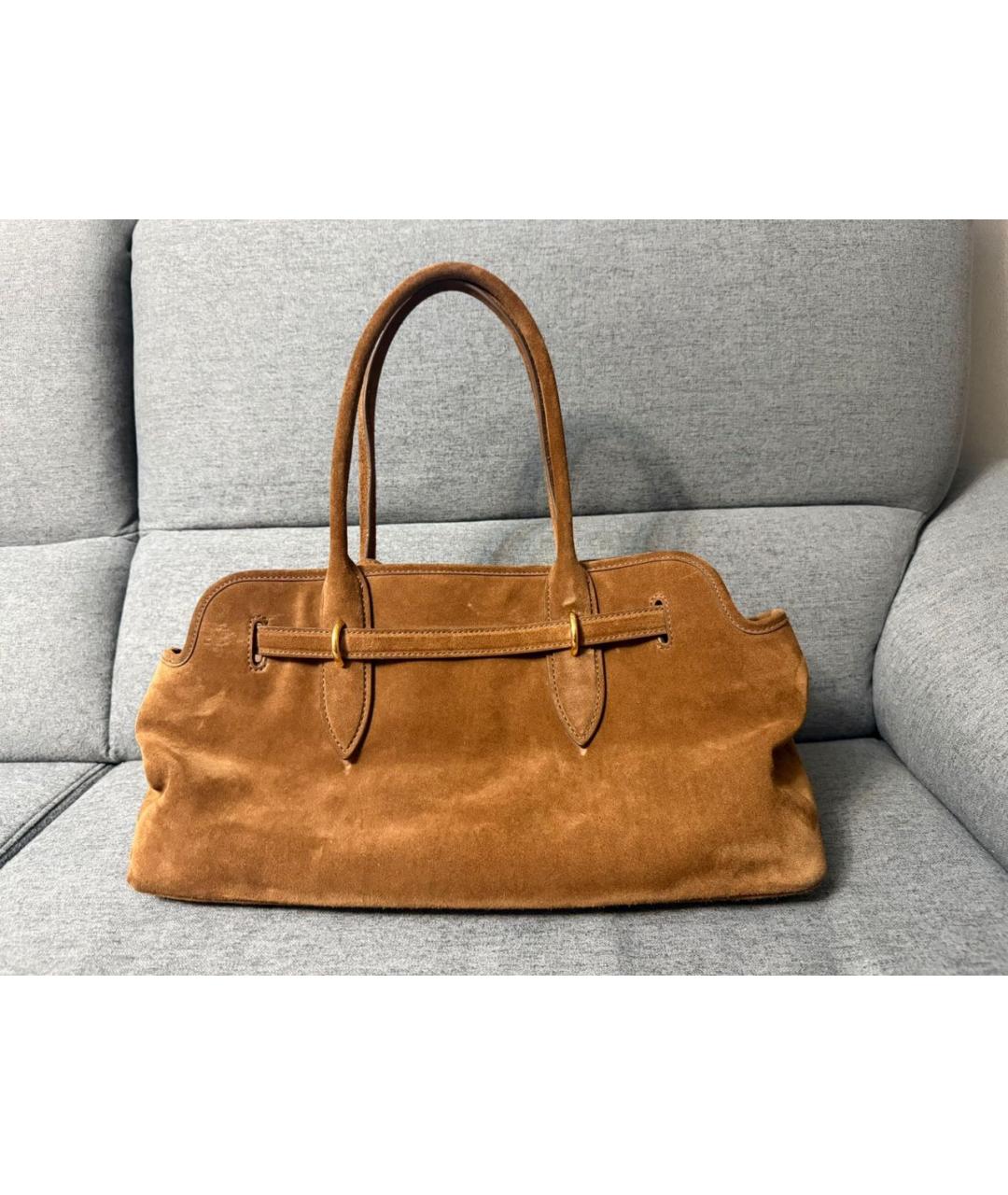 MIU MIU Коричневая замшевая сумка тоут, фото 2