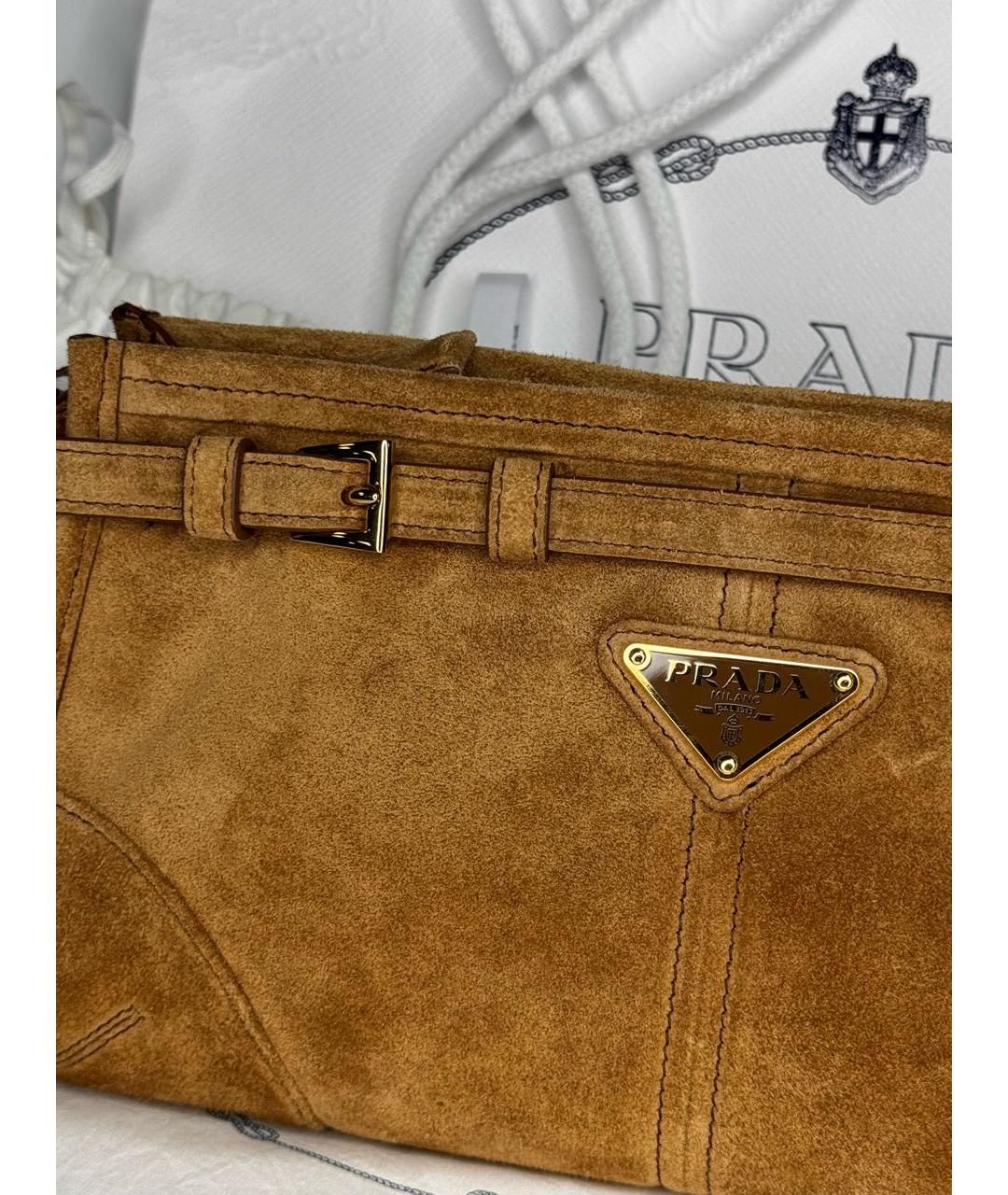 PRADA Коричневая замшевая сумка через плечо, фото 2