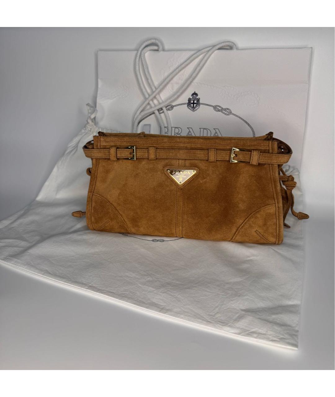PRADA Коричневая замшевая сумка через плечо, фото 7