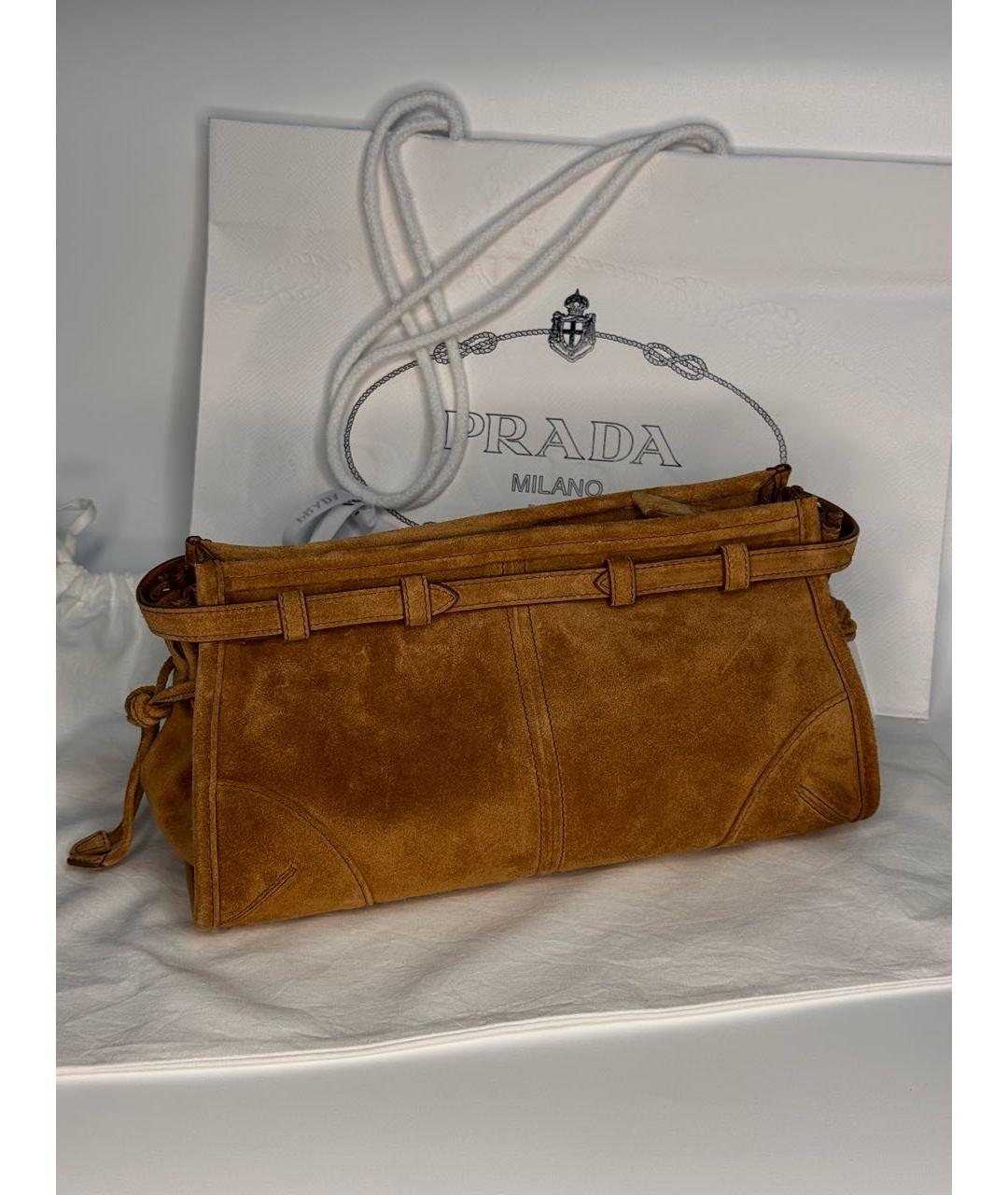 PRADA Коричневая замшевая сумка через плечо, фото 3