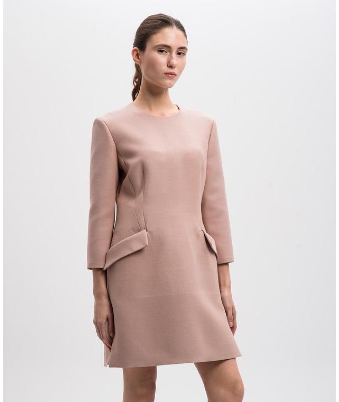 CHRISTIAN DIOR Розовое шерстяное коктейльное платье, фото 3