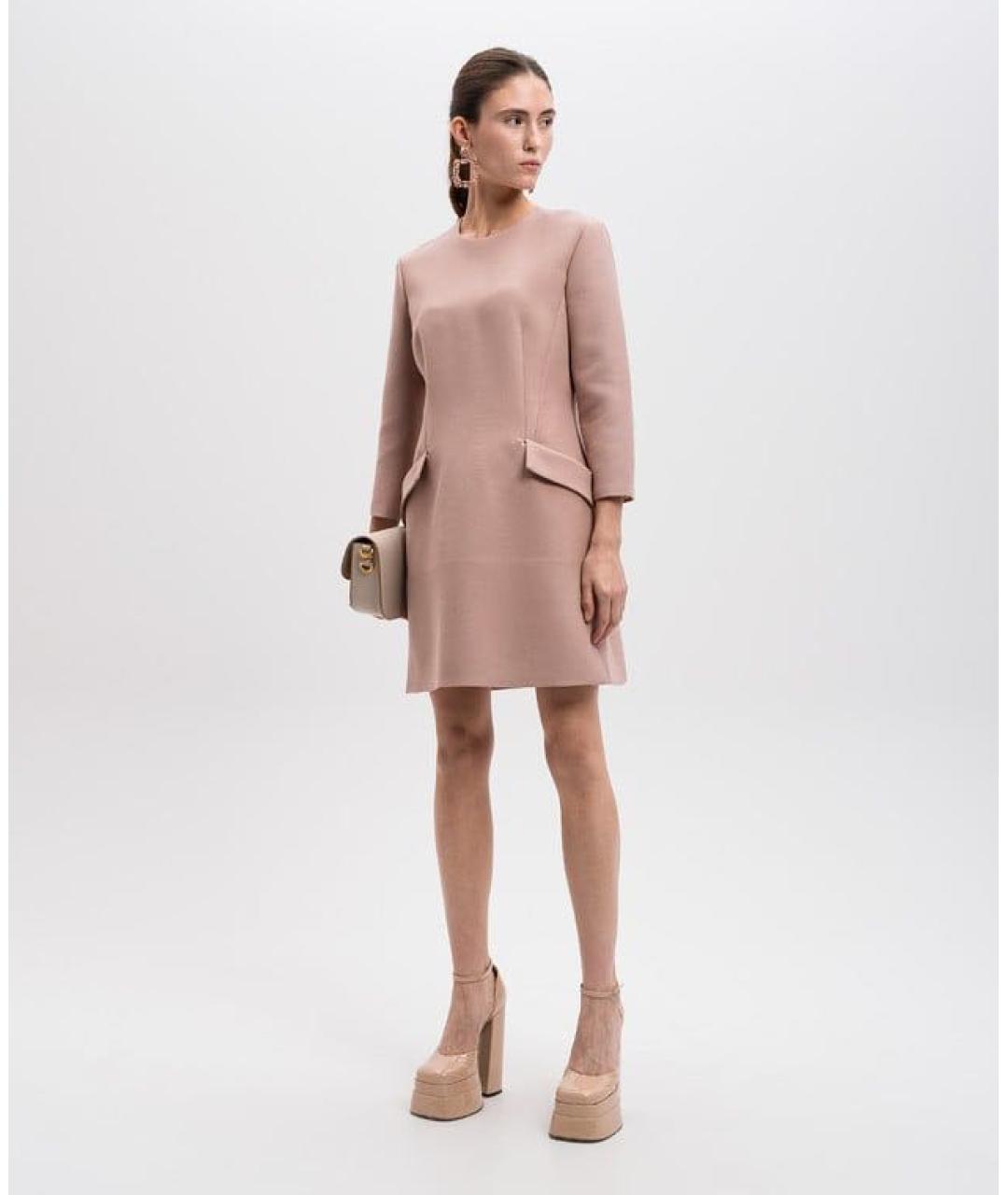 CHRISTIAN DIOR Розовое шерстяное коктейльное платье, фото 5