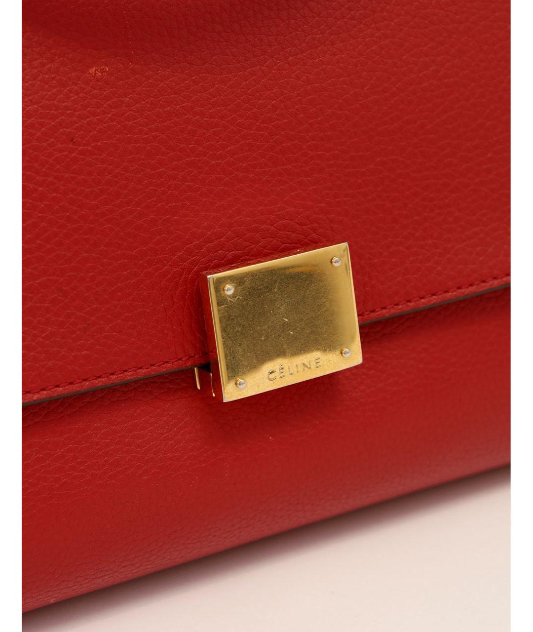 CELINE Красная кожаная сумка с короткими ручками, фото 6