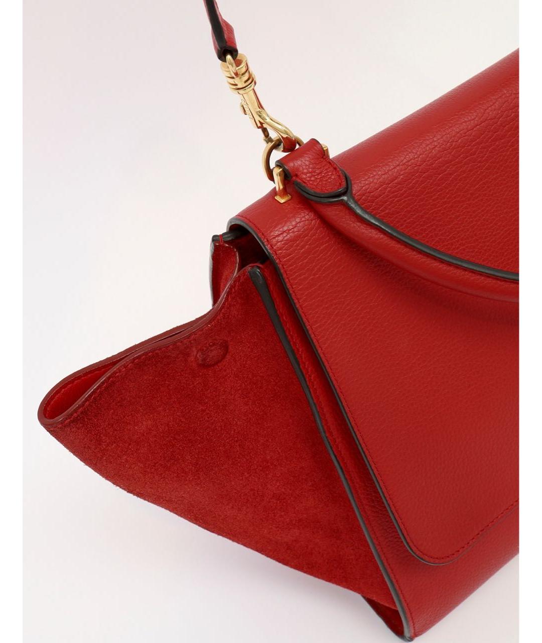 CELINE Красная кожаная сумка с короткими ручками, фото 8