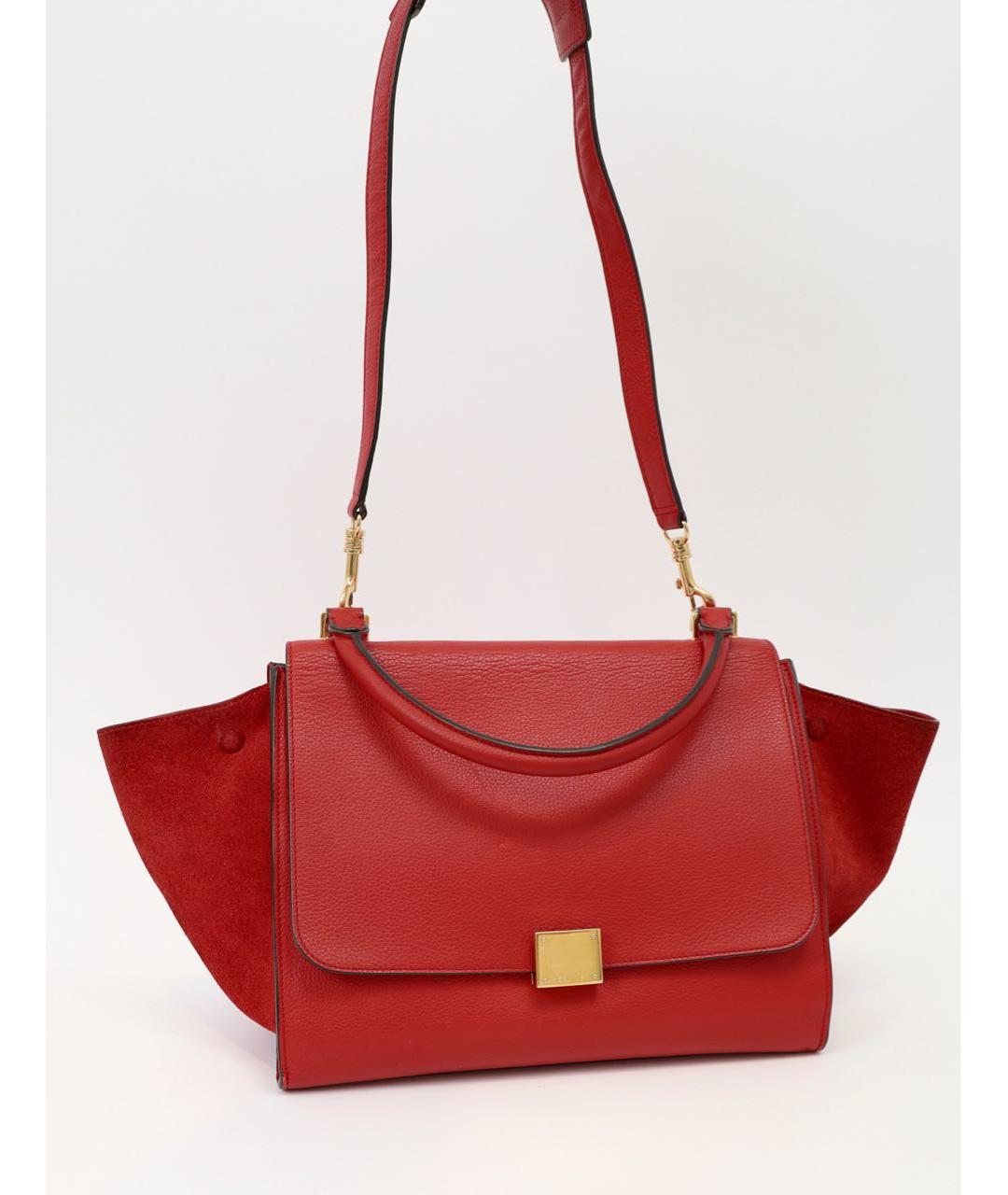 CELINE Красная кожаная сумка с короткими ручками, фото 5