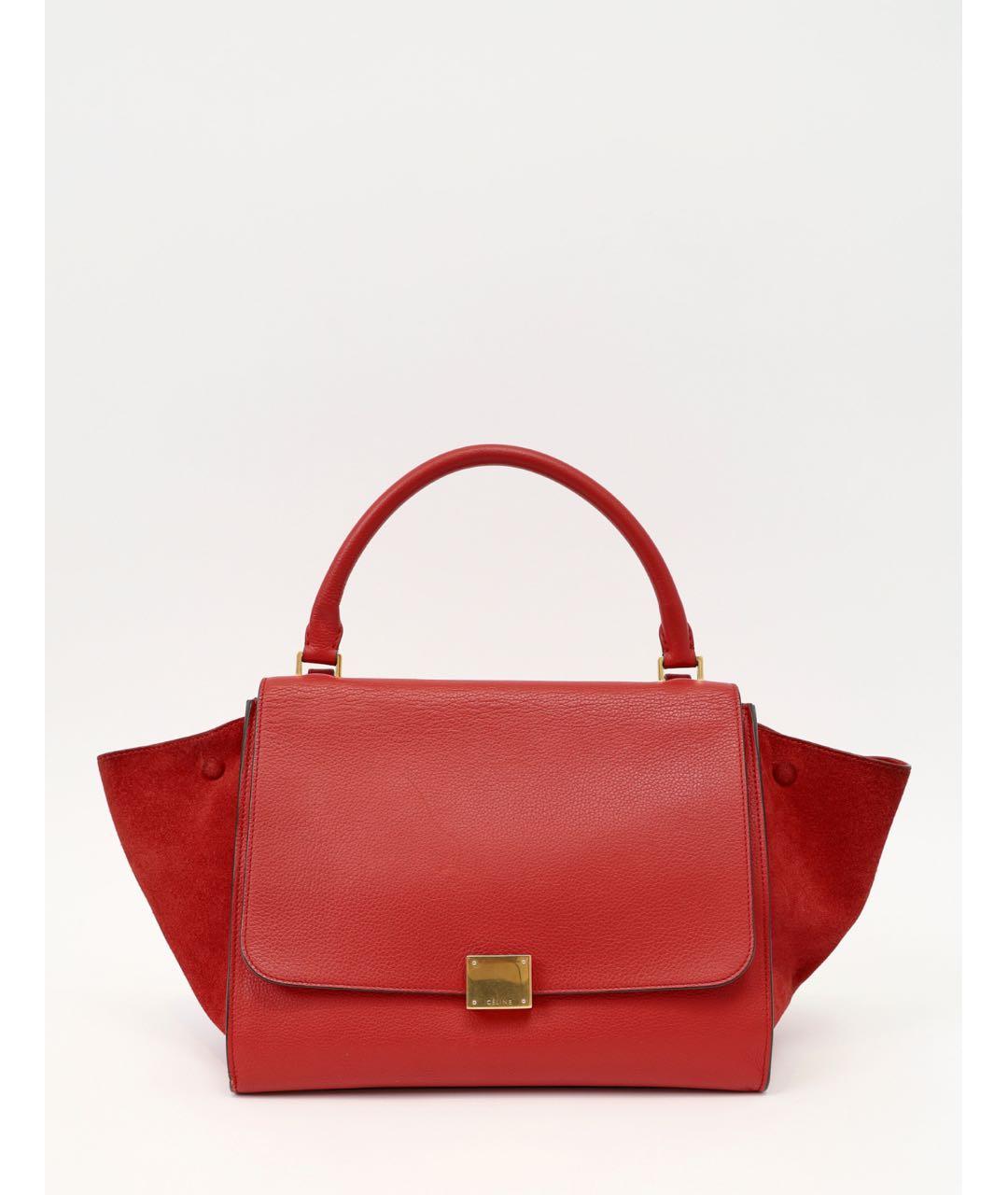 CELINE Красная кожаная сумка с короткими ручками, фото 9