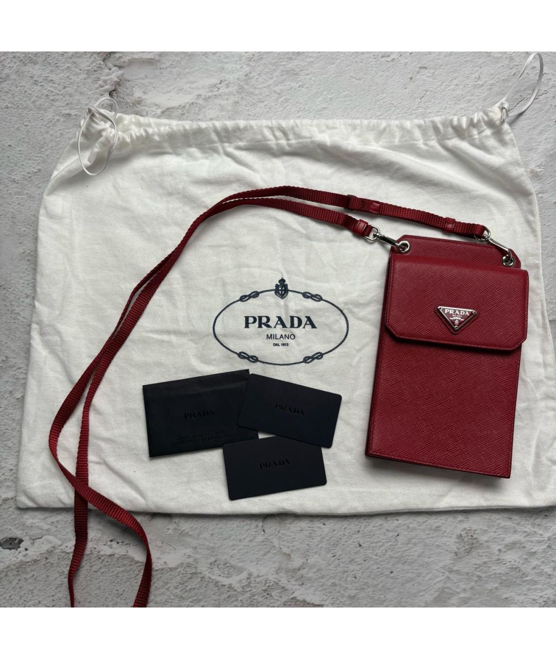 PRADA Красная кожаная сумка через плечо, фото 4