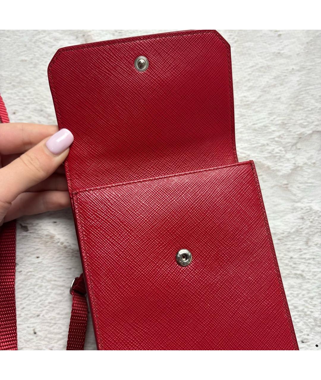 PRADA Красная кожаная сумка через плечо, фото 5