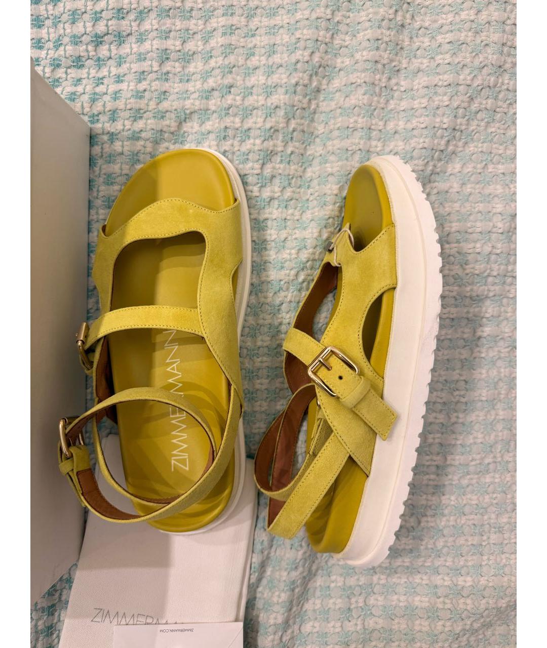 ZIMMERMANN Желтые кожаные сандалии, фото 4