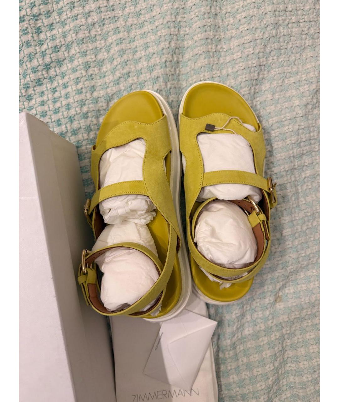 ZIMMERMANN Желтые кожаные сандалии, фото 3