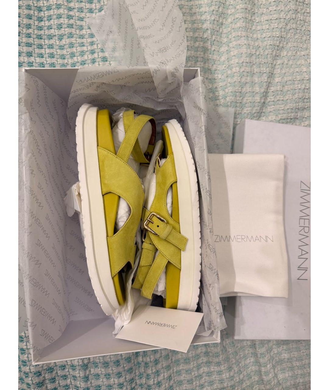 ZIMMERMANN Желтые кожаные сандалии, фото 2