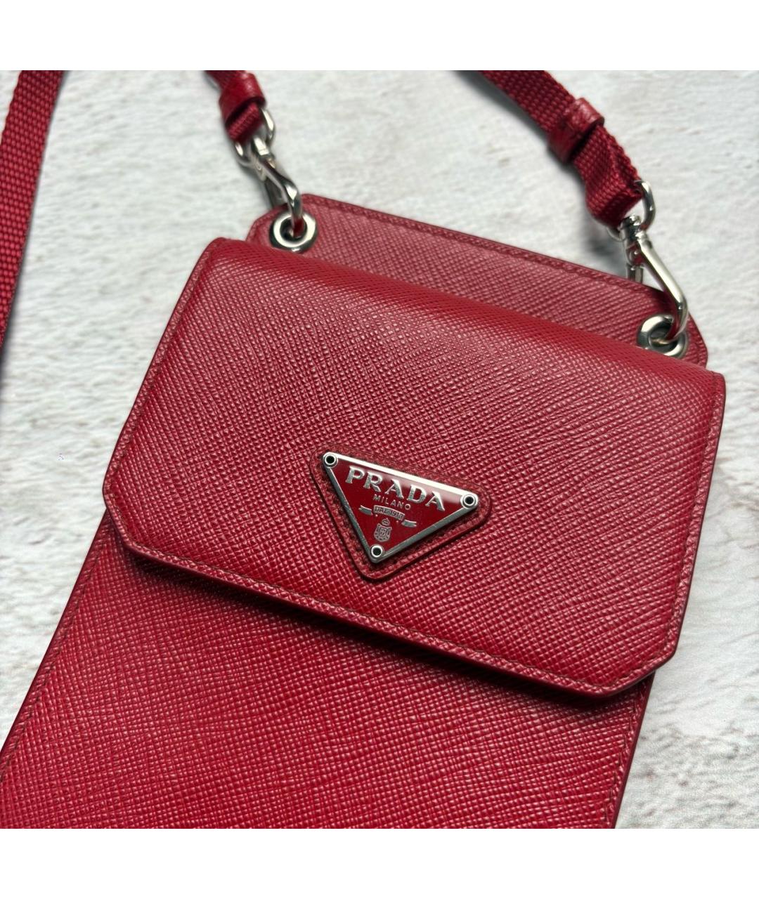 PRADA Красная кожаная сумка на плечо, фото 3