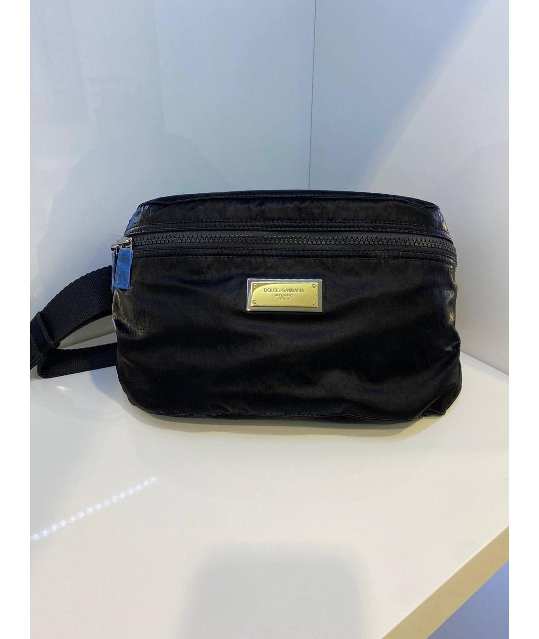 DOLCE&GABBANA Черная синтетическая поясная сумка, фото 4