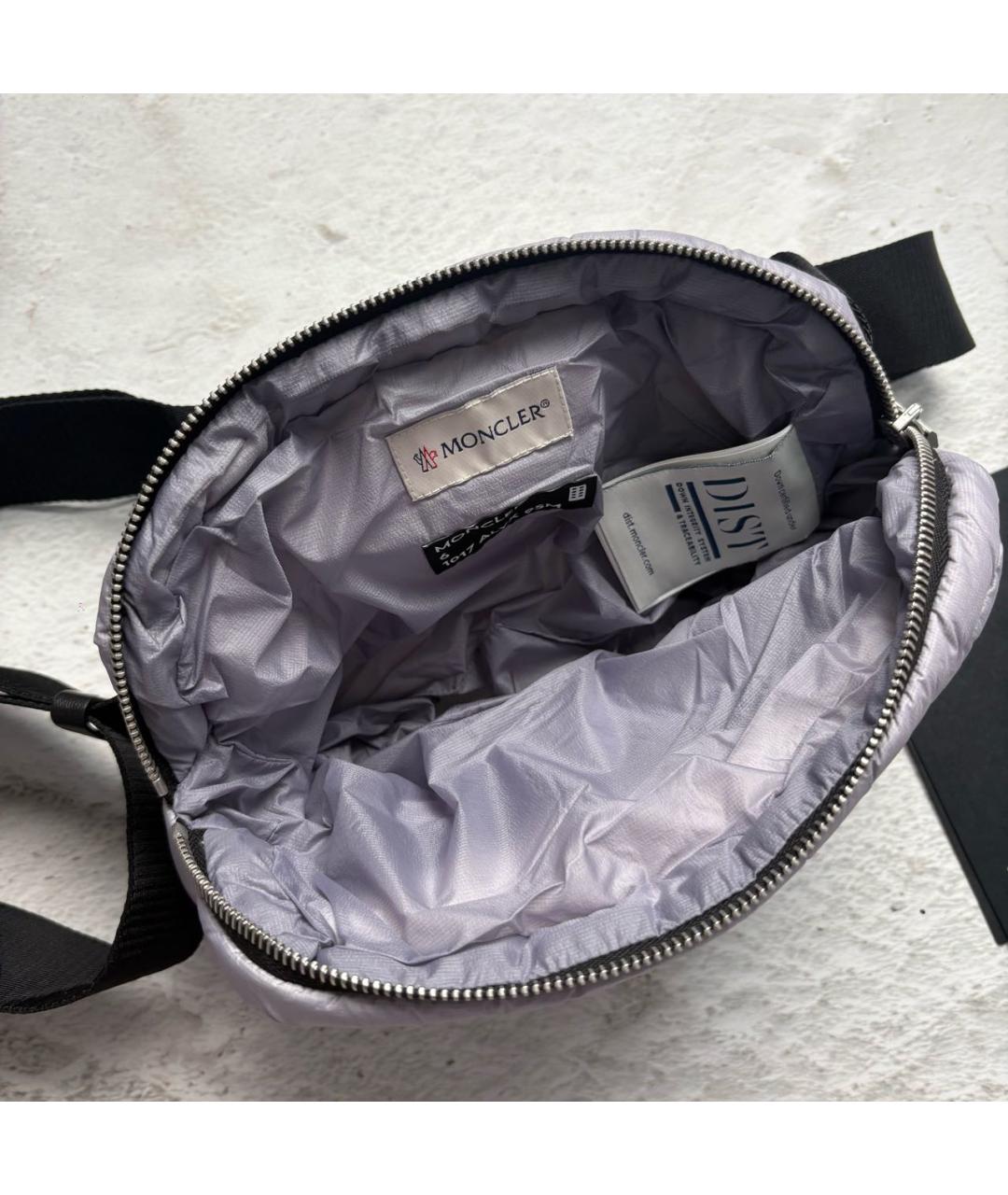 MONCLER Серая тканевая поясная сумка, фото 5