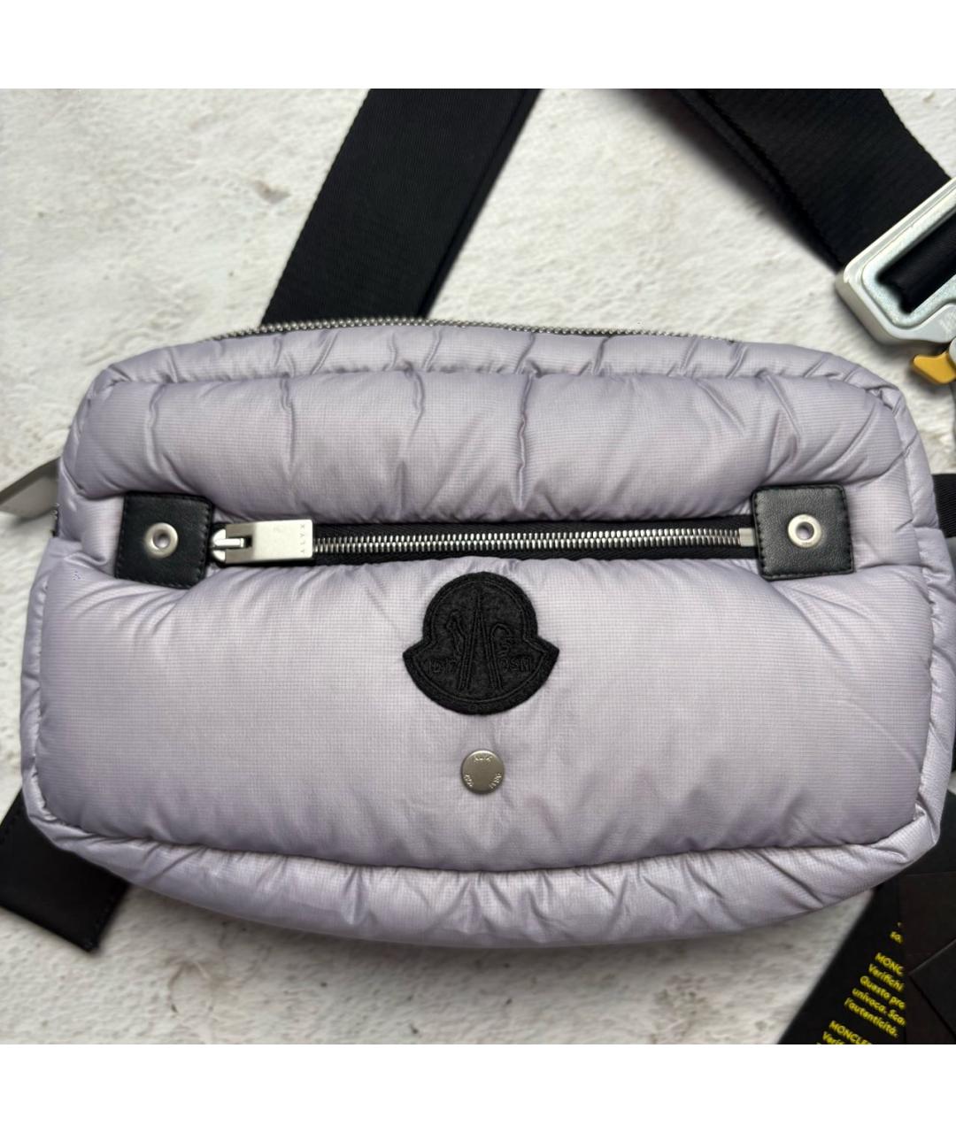 MONCLER Серая тканевая поясная сумка, фото 2