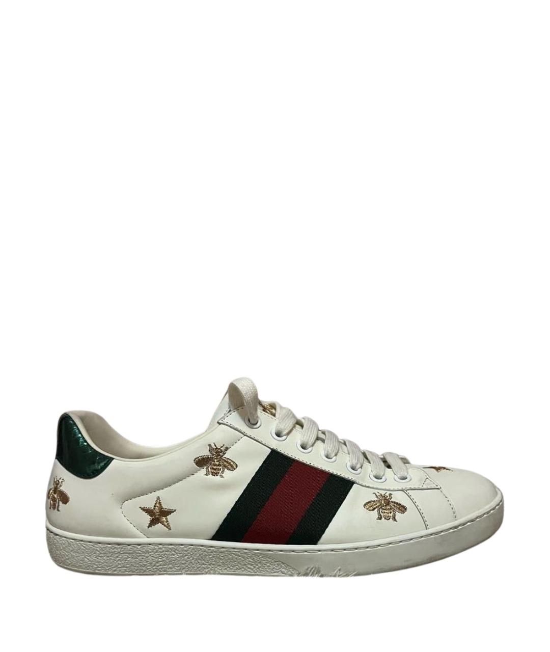 GUCCI Белые кожаные низкие кроссовки / кеды, фото 1