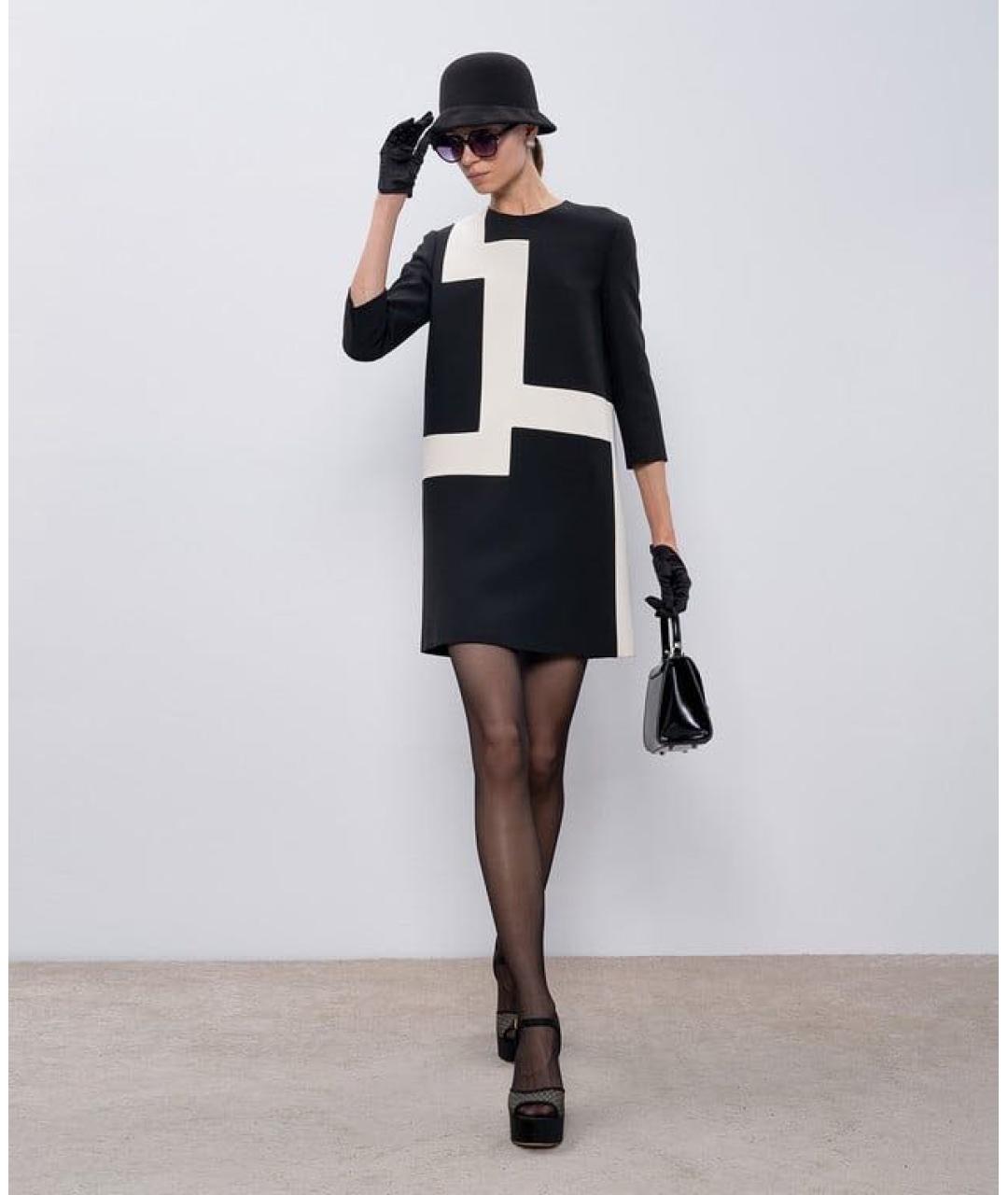 CHRISTIAN DIOR Черное шерстяное повседневное платье, фото 5