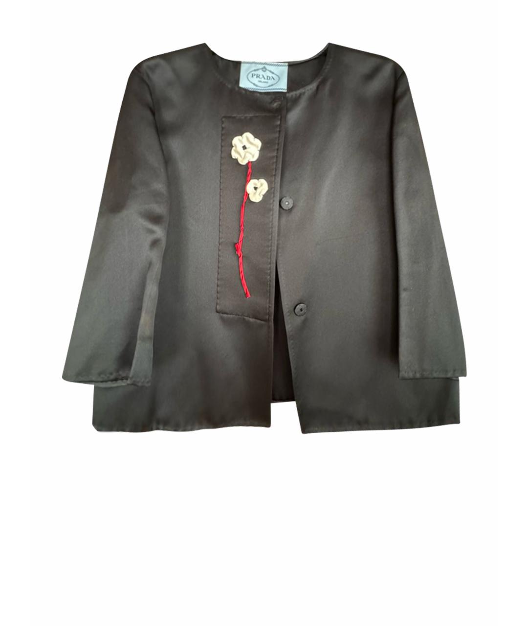 PRADA Черный шелковый жакет/пиджак, фото 1