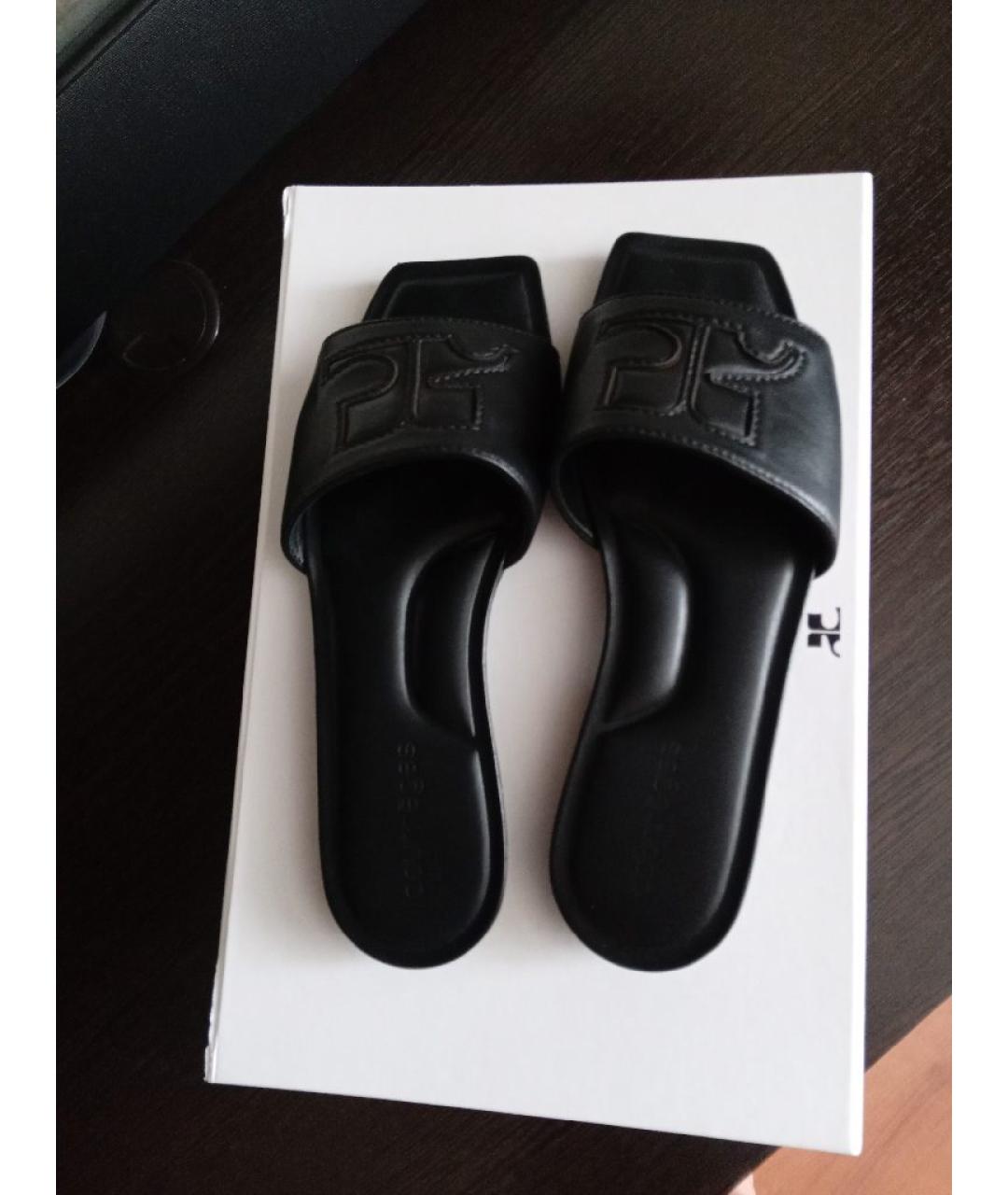 COURREGES Черные кожаные шлепанцы, фото 5