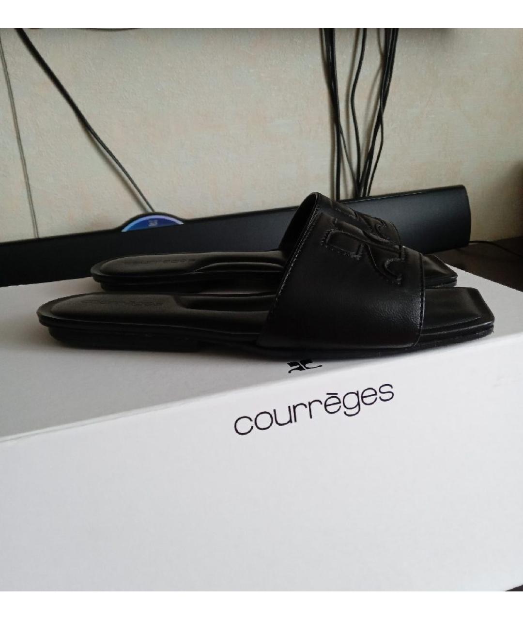 COURREGES Черные кожаные шлепанцы, фото 2