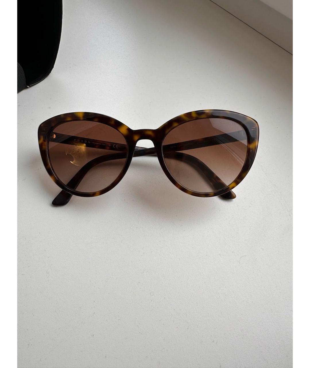 PRADA Коричневые пластиковые солнцезащитные очки, фото 7