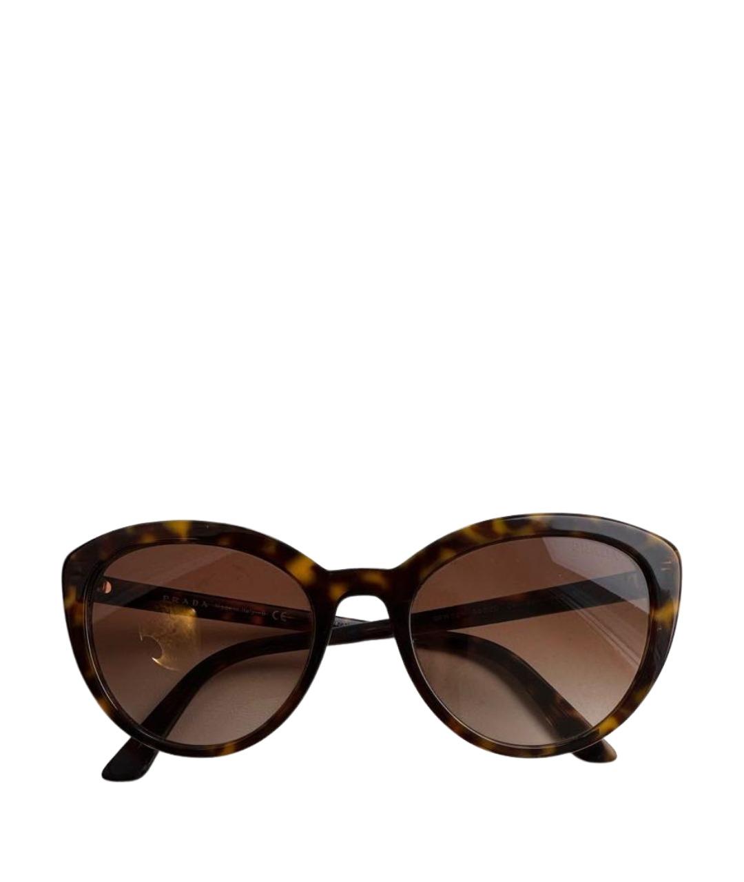 PRADA Коричневые пластиковые солнцезащитные очки, фото 1