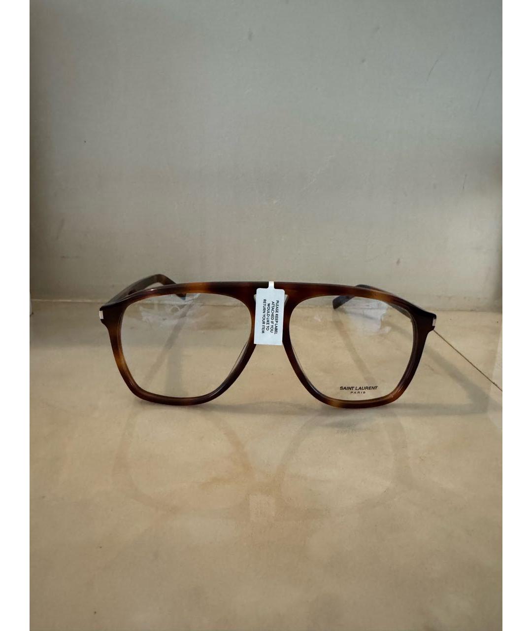 SAINT LAURENT Коричневые пластиковые солнцезащитные очки, фото 9