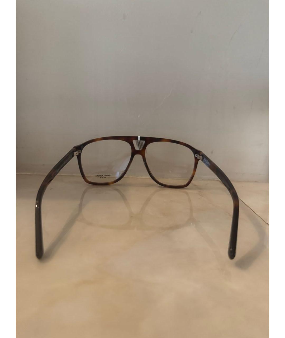 SAINT LAURENT Коричневые пластиковые солнцезащитные очки, фото 3