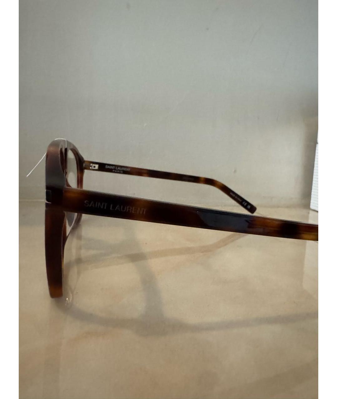 SAINT LAURENT Коричневые пластиковые солнцезащитные очки, фото 7