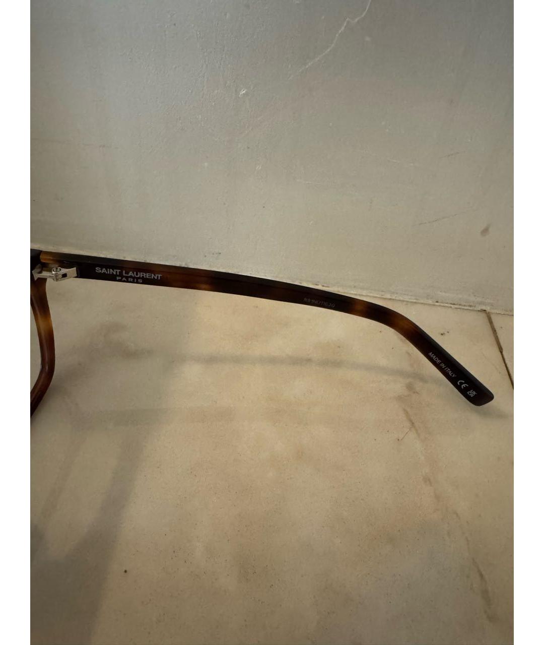 SAINT LAURENT Коричневые пластиковые солнцезащитные очки, фото 6