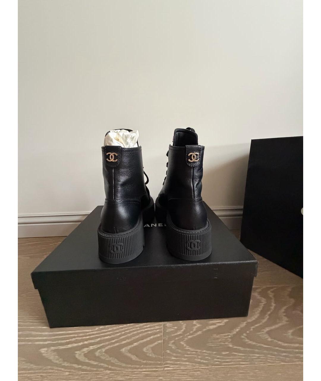CHANEL Черные кожаные ботинки, фото 4