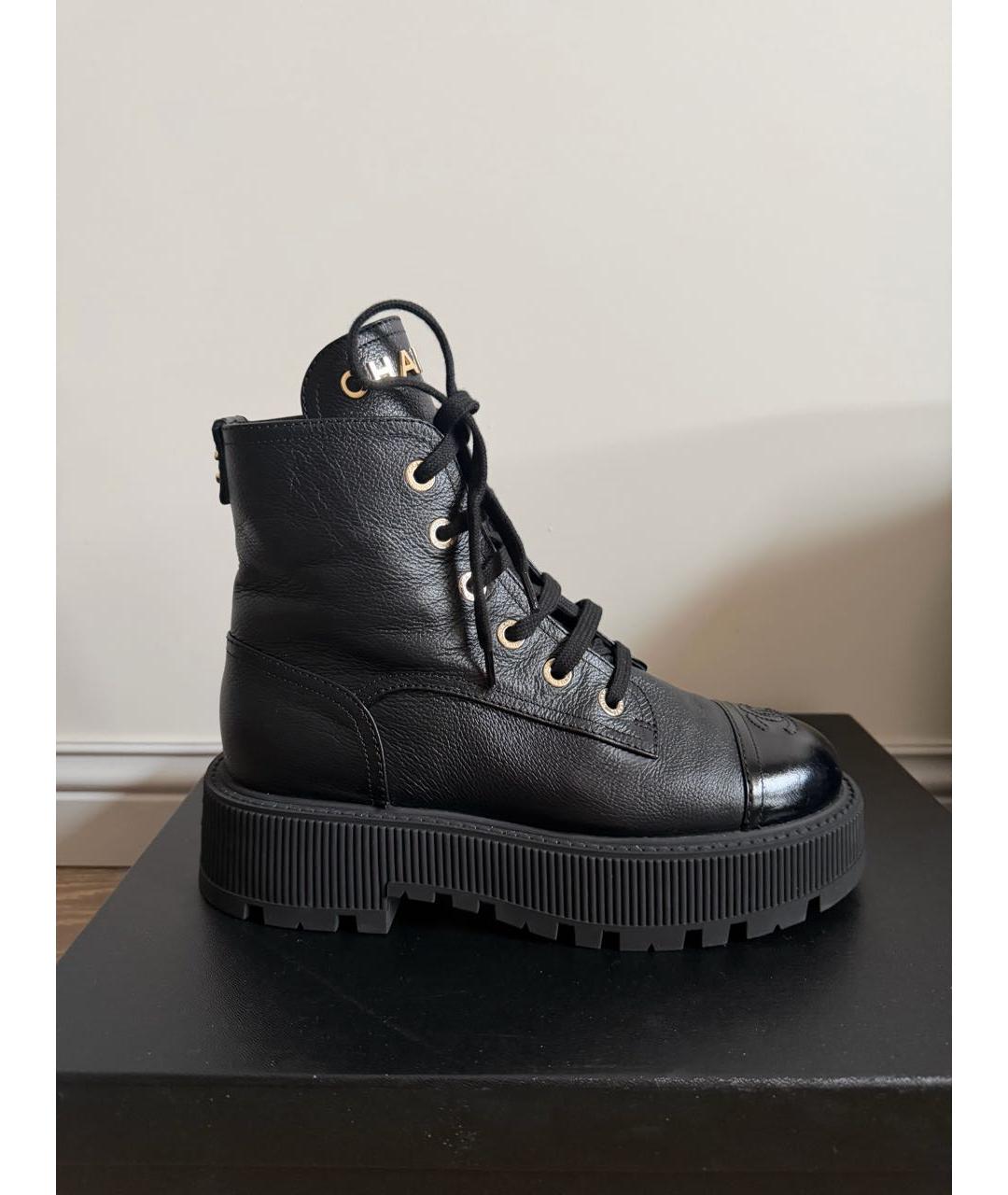 CHANEL Черные кожаные ботинки, фото 8