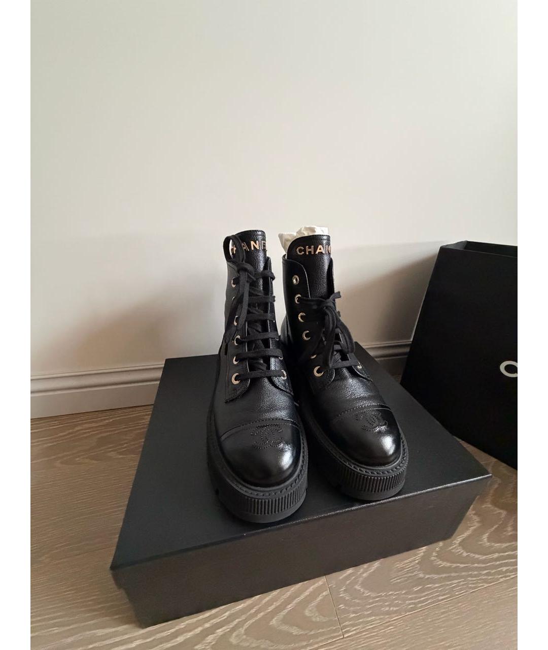 CHANEL Черные кожаные ботинки, фото 7