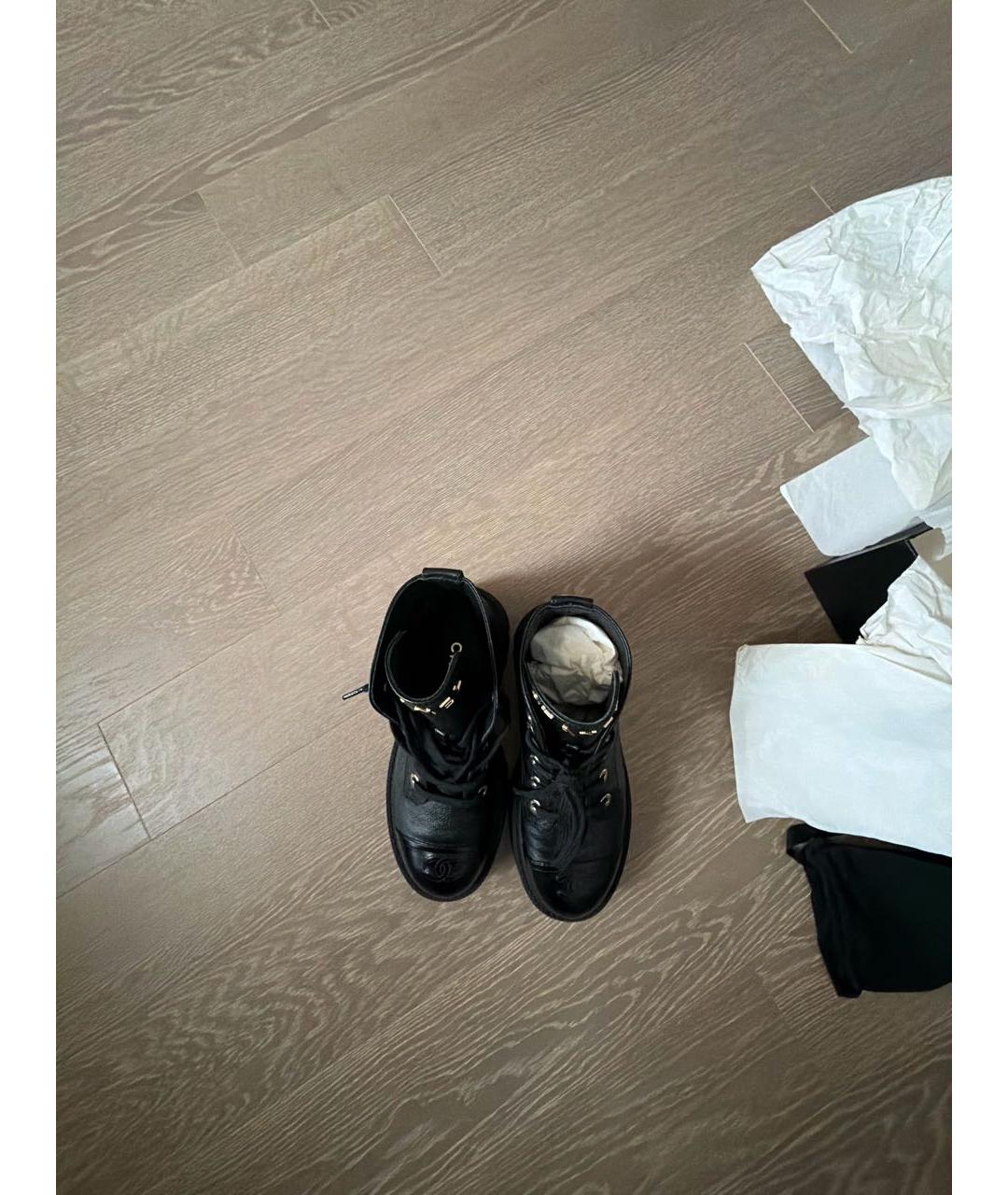 CHANEL Черные кожаные ботинки, фото 3