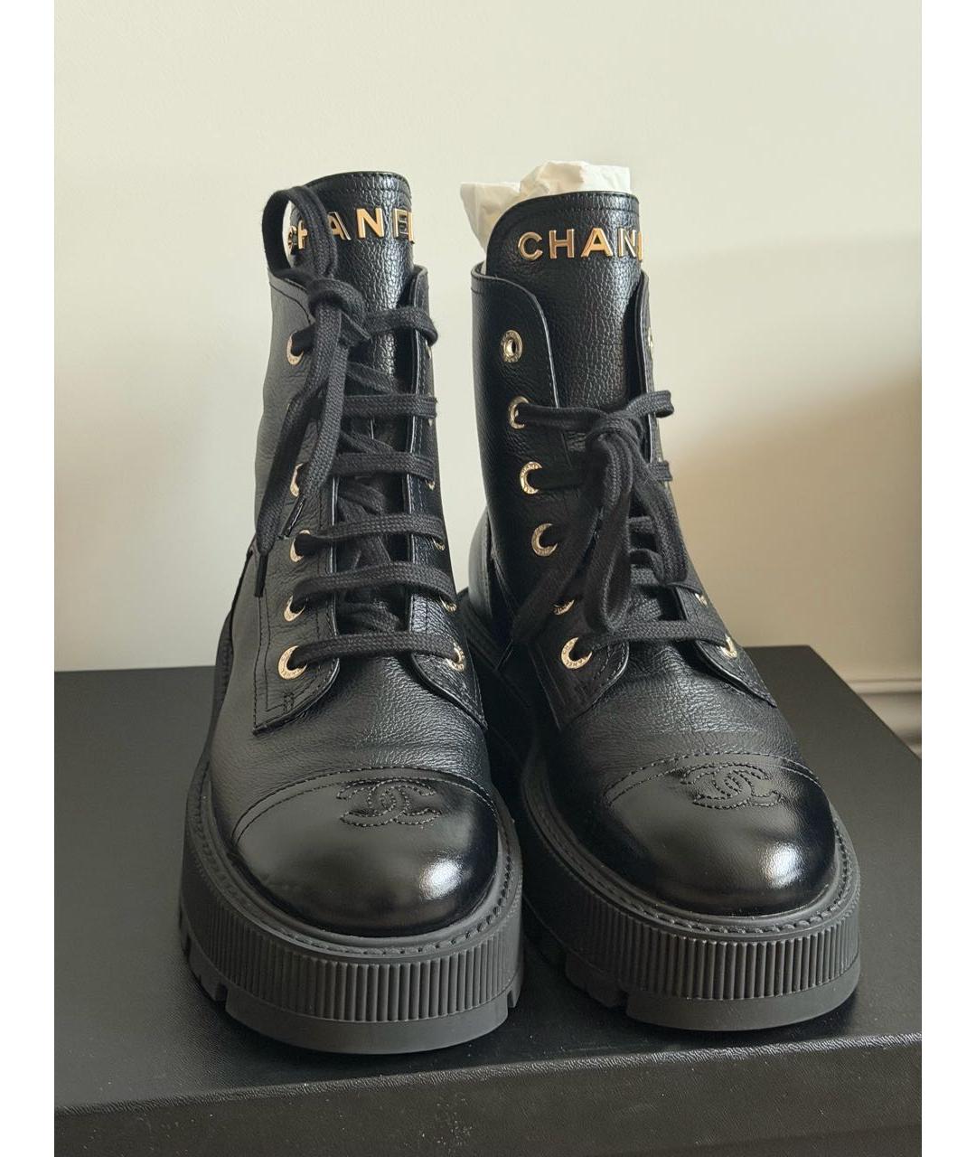CHANEL Черные кожаные ботинки, фото 2