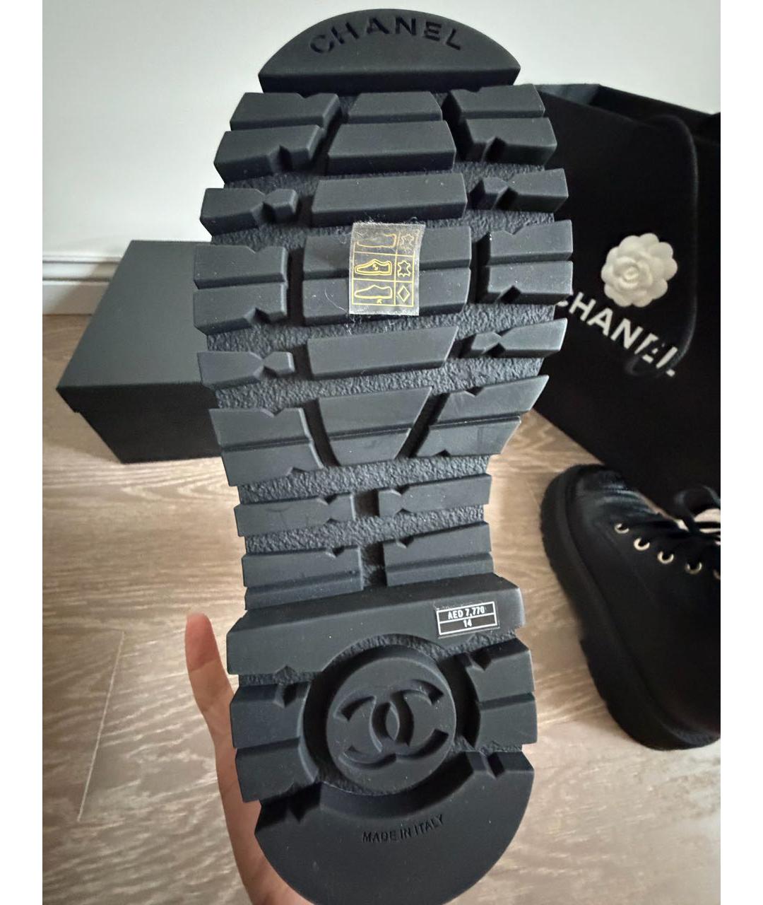 CHANEL Черные кожаные ботинки, фото 5