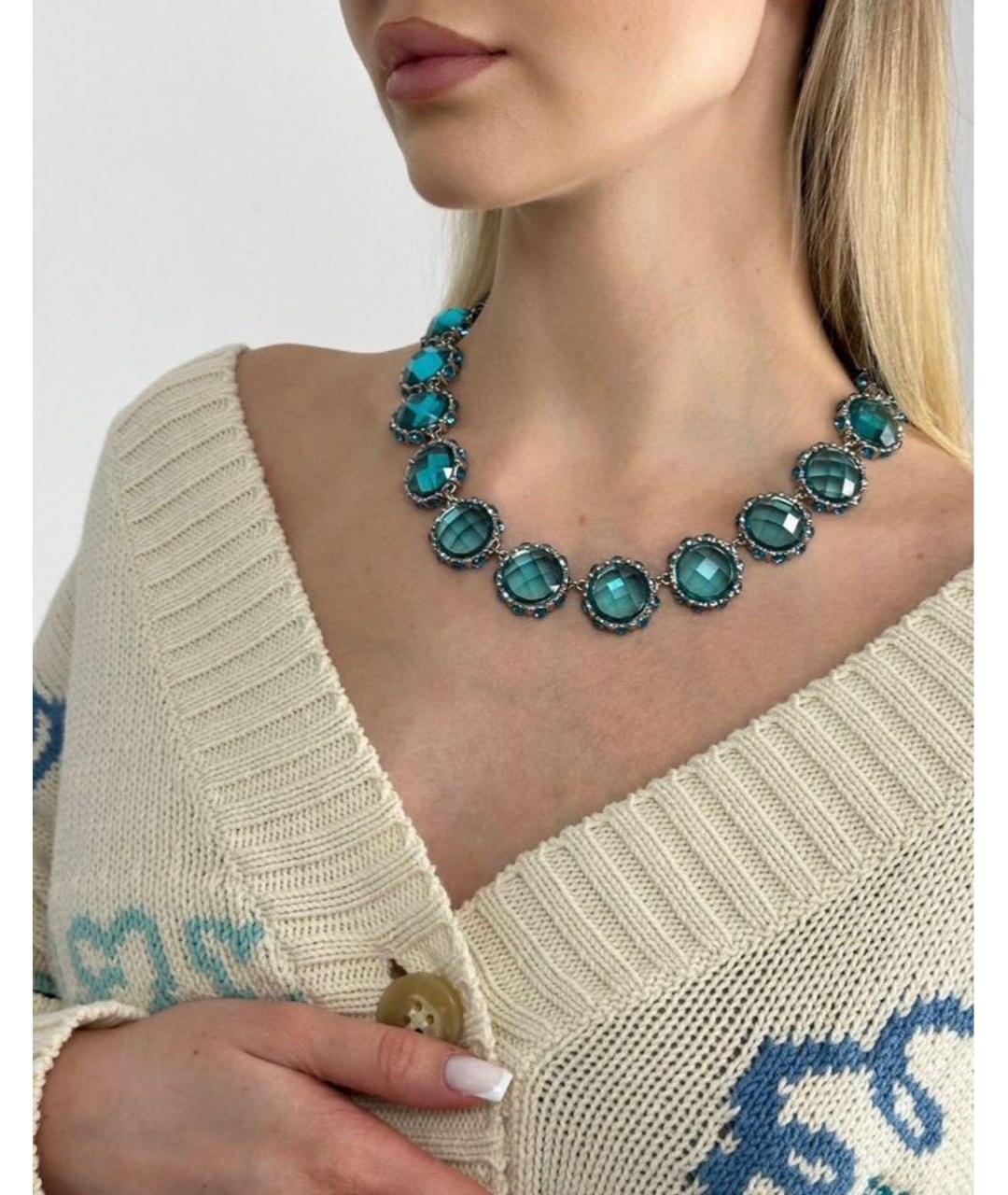 WEEKEND MAX MARA Голубое металлическое колье, фото 6