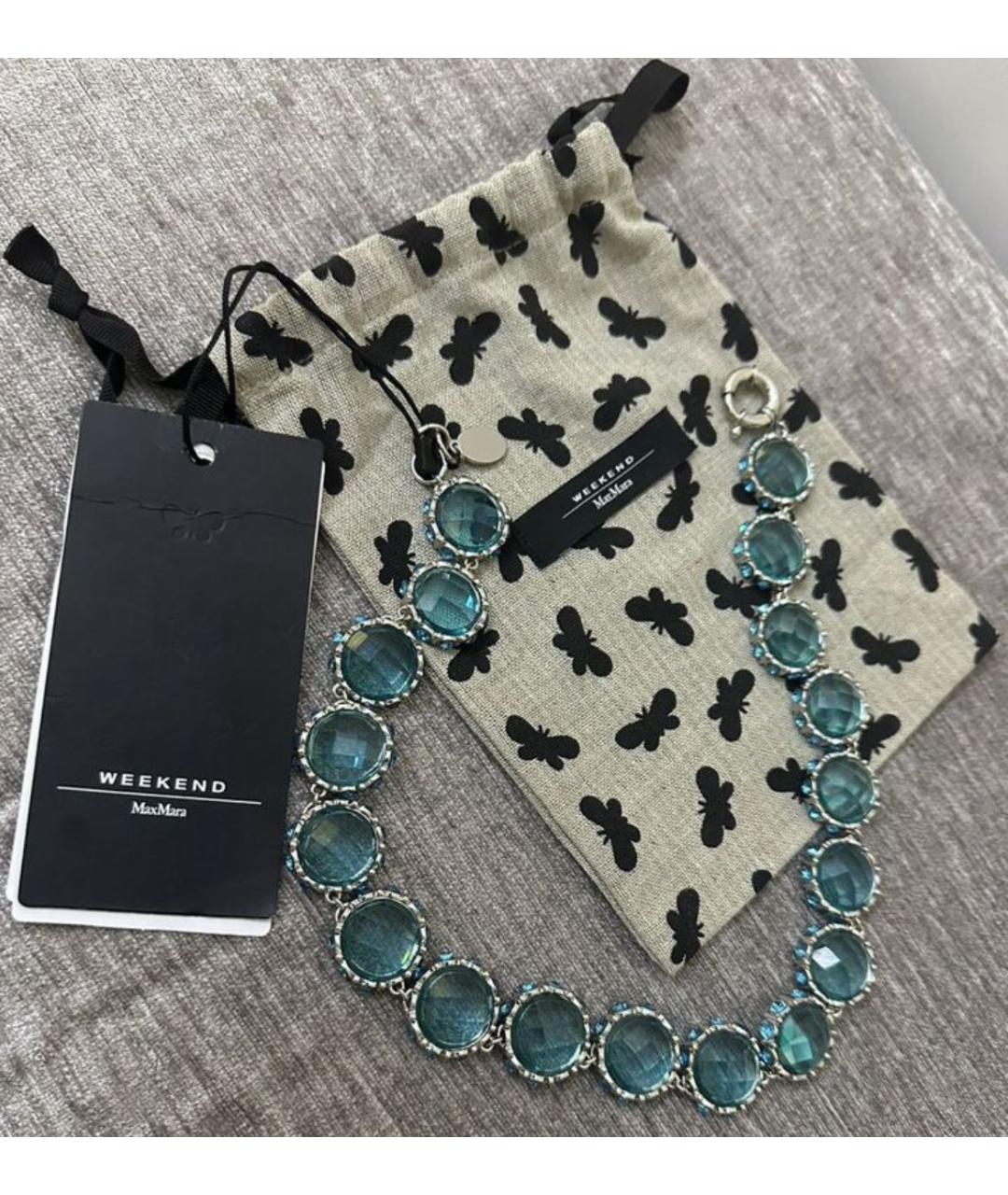 WEEKEND MAX MARA Голубое металлическое колье, фото 4