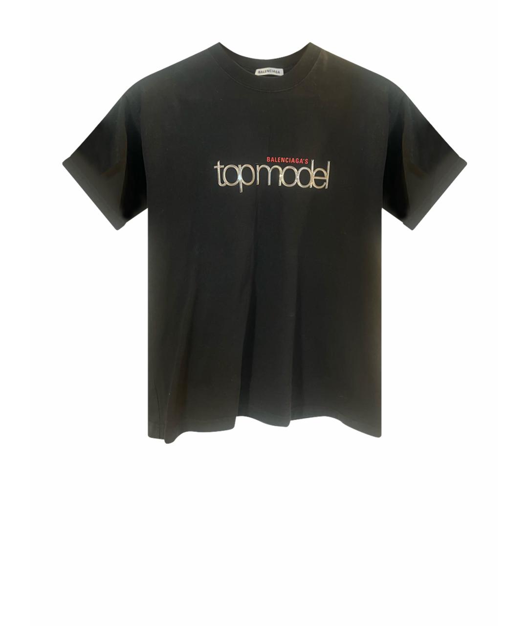 BALENCIAGA Черная хлопковая футболка, фото 1