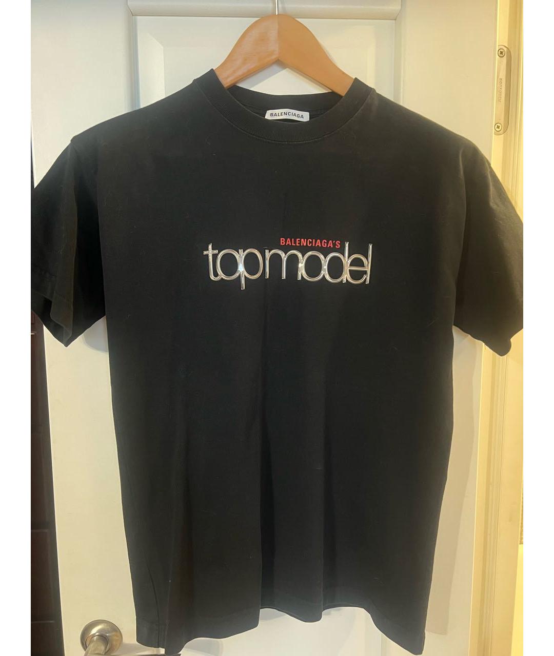 BALENCIAGA Черная хлопковая футболка, фото 5