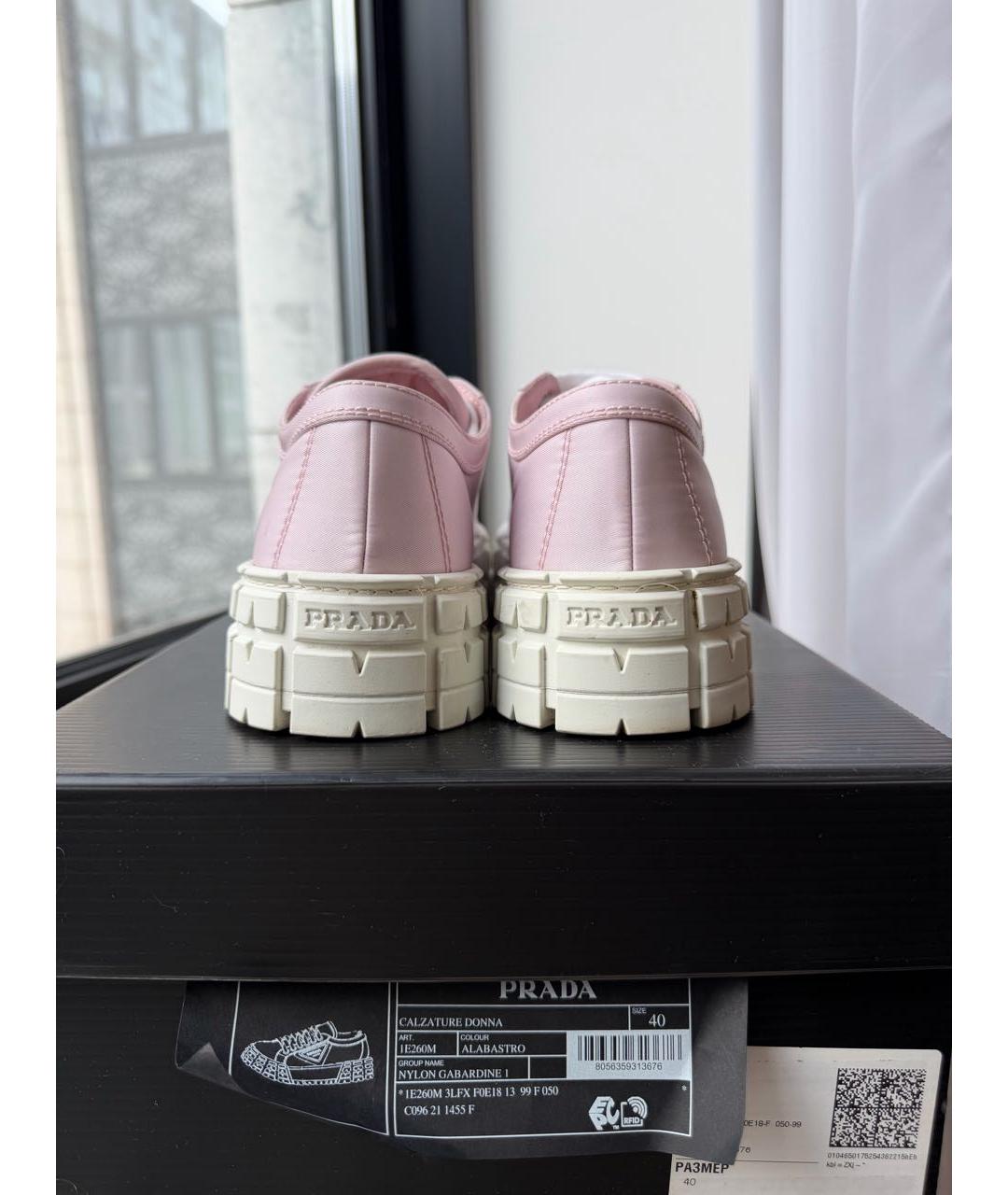 PRADA Розовые текстильные кеды, фото 4