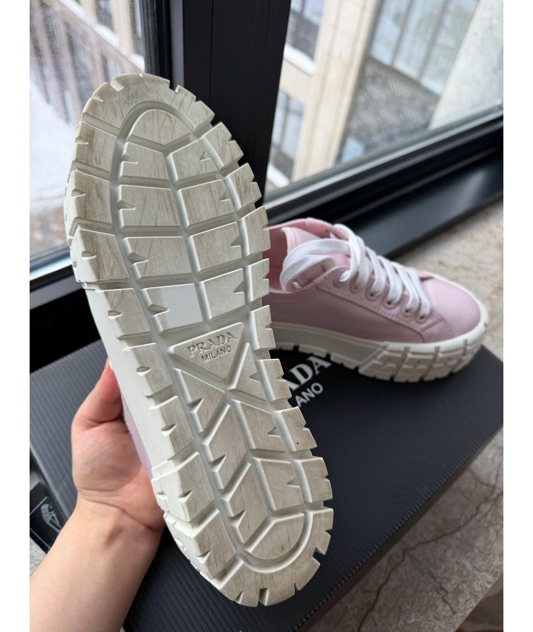 PRADA Розовые текстильные кеды, фото 5