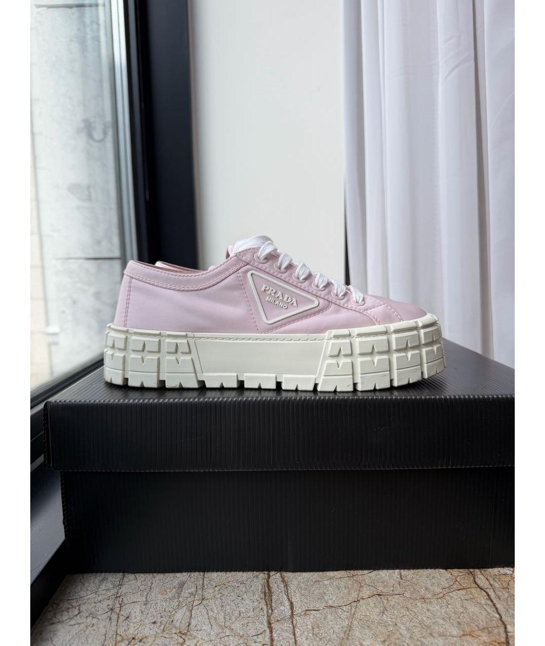 PRADA Розовые текстильные кеды, фото 7