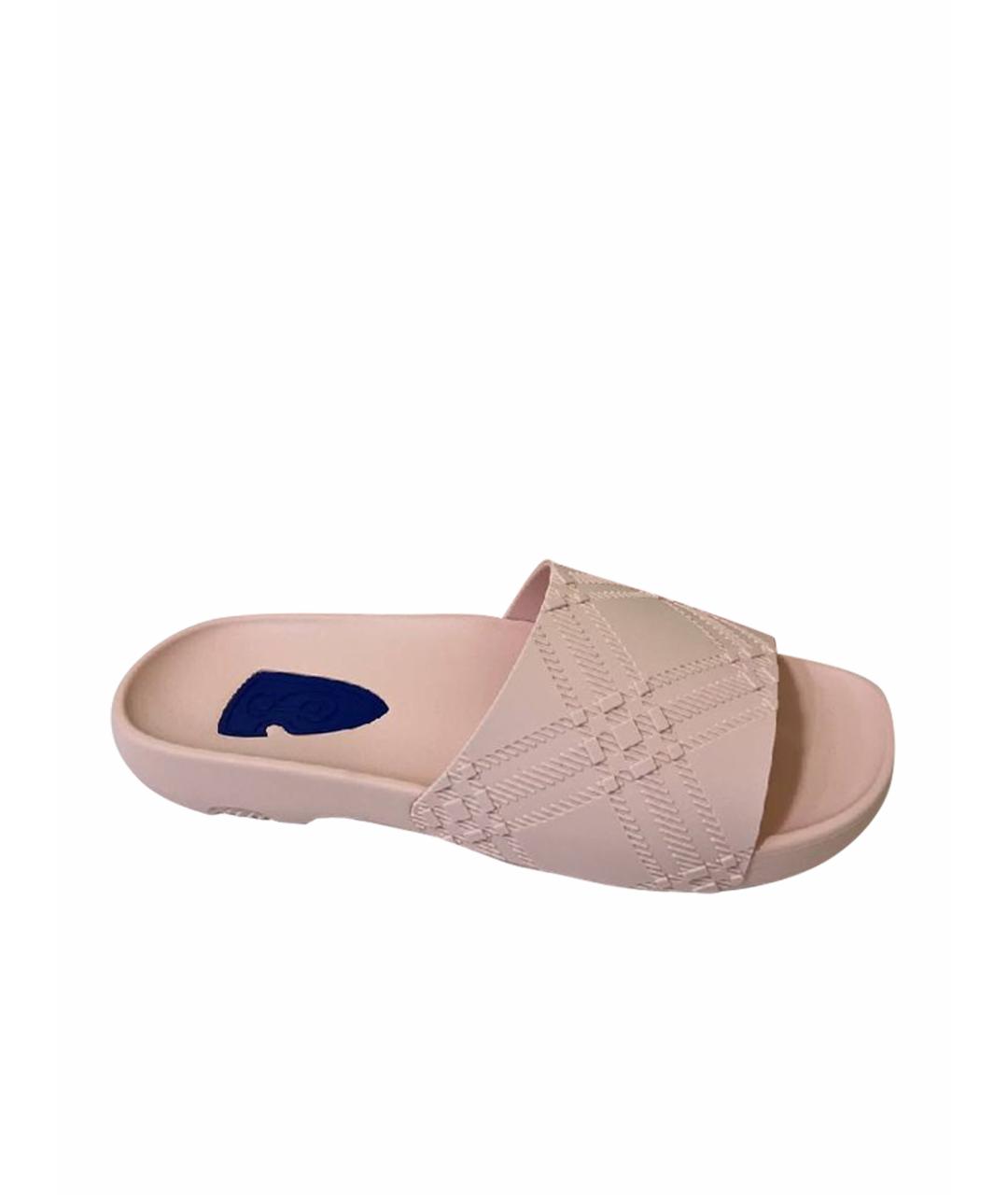 BURBERRY Розовые резиновые шлепанцы, фото 1