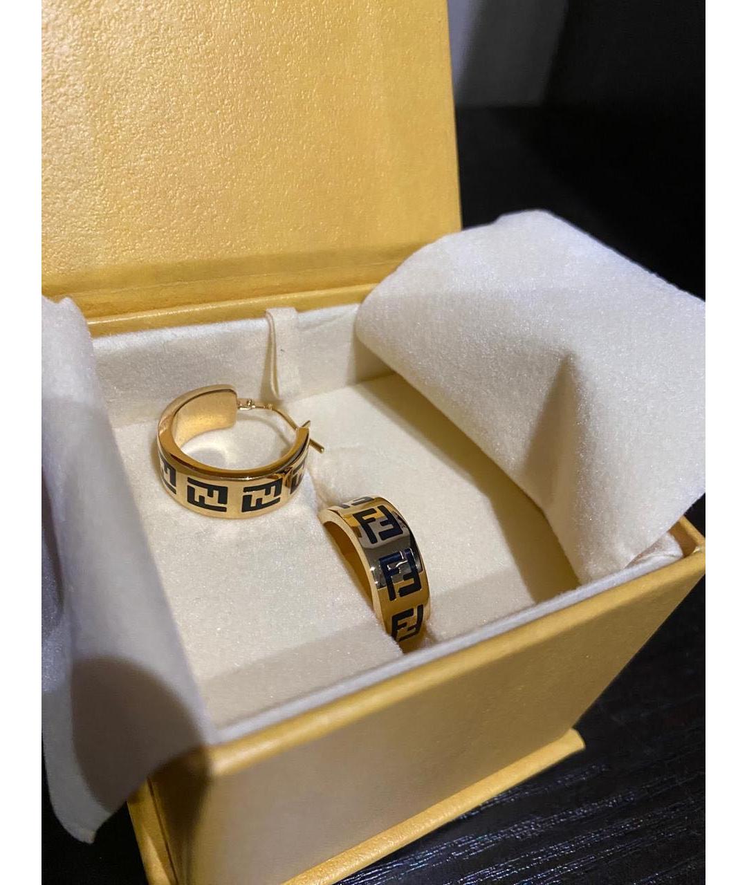 FENDI Золотые металлические серьги, фото 2