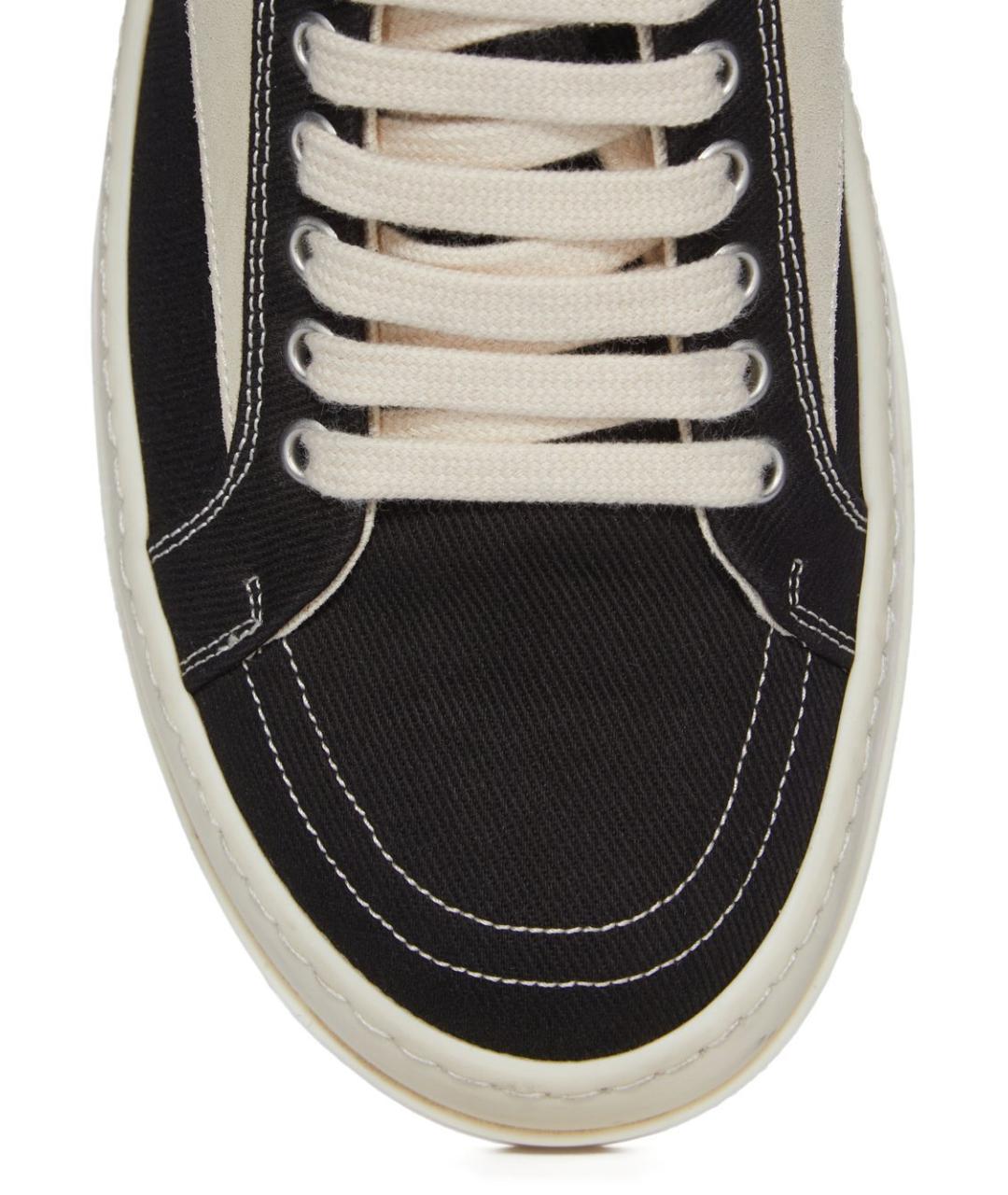 RICK OWENS DRKSHDW Черные текстильные низкие кроссовки / кеды, фото 5