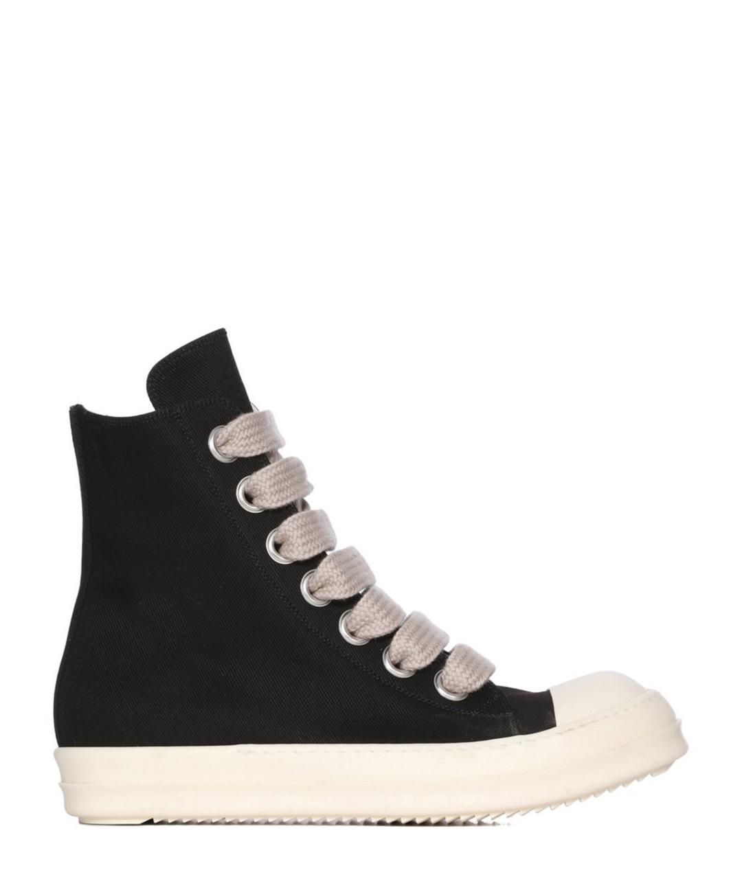 RICK OWENS DRKSHDW Черные текстильные высокие кроссовки / кеды, фото 1