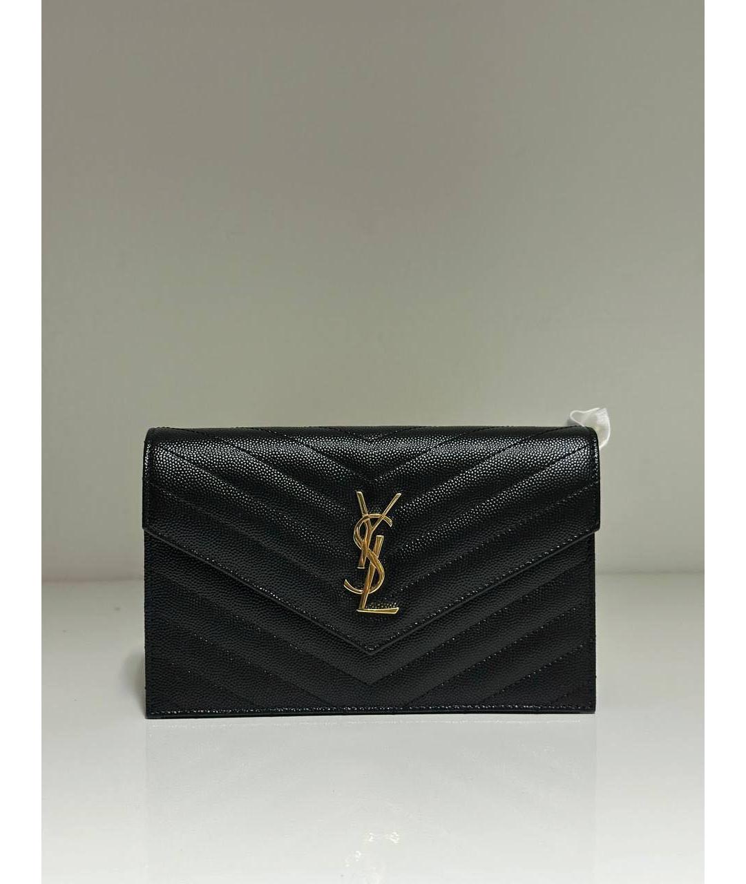 SAINT LAURENT Черная кожаная сумка через плечо, фото 5