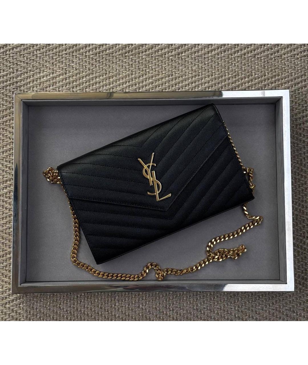 SAINT LAURENT Черная кожаная сумка через плечо, фото 4